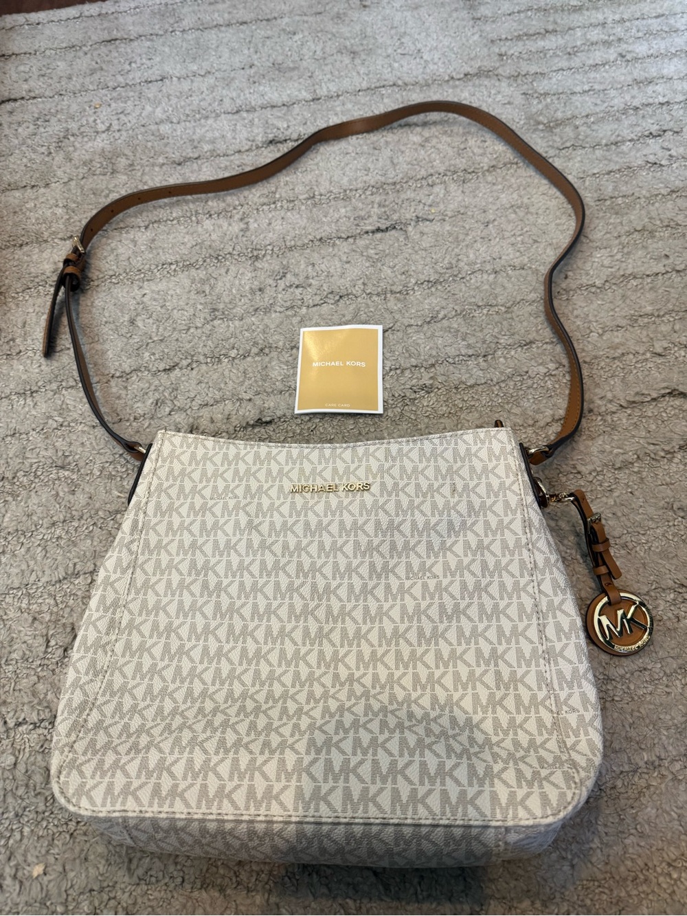 Michael Kors Signature Logo Cream Crossbody Bag